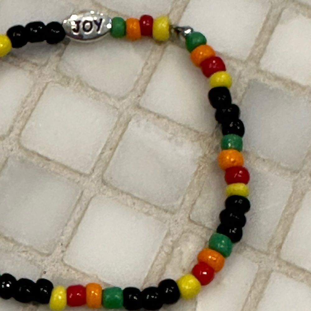 South African Beaded Bracelet with Silver Joy Charm - Picture 6 of 7